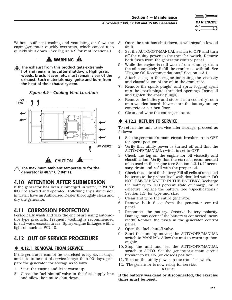 10 attention after submersion, 11 corrosion protection, 12 out of service procedure | Guardian Technologies 04759-2 User Manual | Page 23 / 56