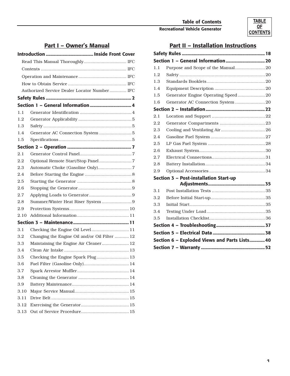 Part i – owner’s manual, Part ii – installation instructions | Guardian Technologies 04164-3 User Manual | Page 3 / 56