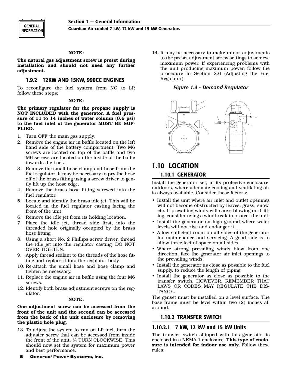 10 location, 1 generator, Figure 1.4 - demand regulator | Guardian Technologies 04456-2 User Manual | Page 10 / 60