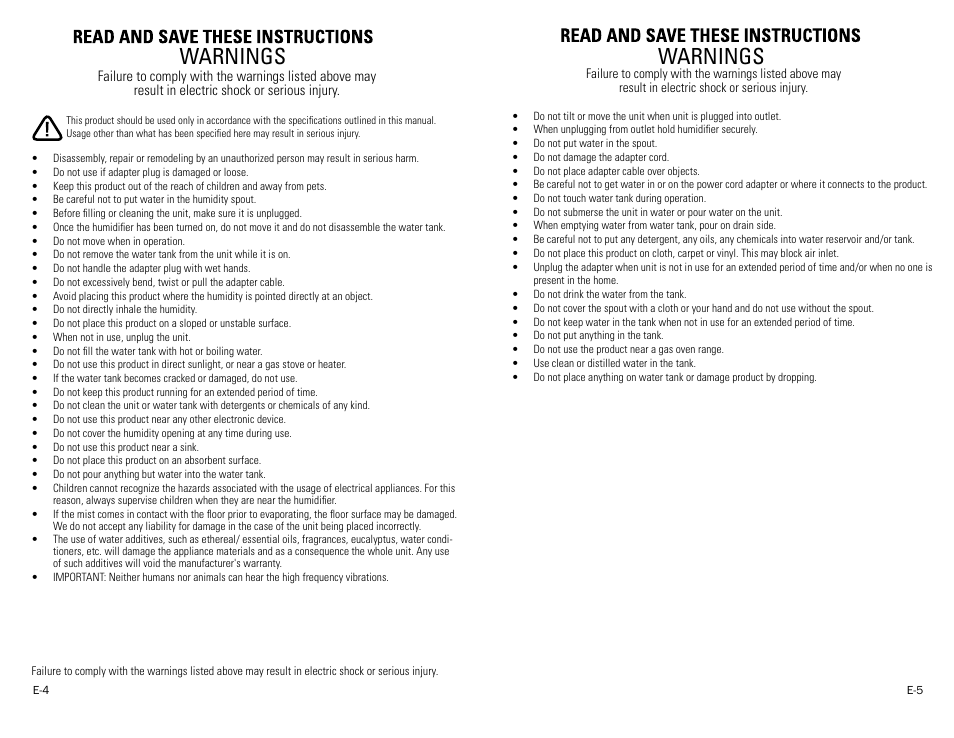 Warnings | Guardian Technologies H1000 User Manual | Page 3 / 5