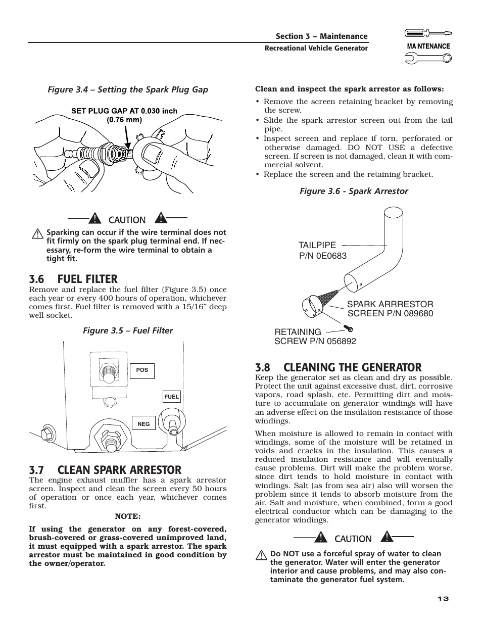 6 fuel filter, 7 clean spark arrestor, 8 cleaning the generator | Guardian Technologies 004708-0 User Manual | Page 15 / 52