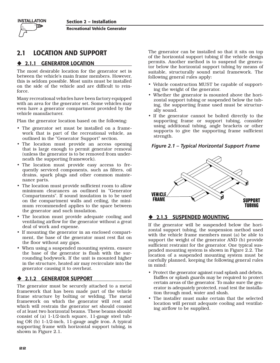 Section 2 – installation, 1 location and support | Guardian Technologies 004708-0 User Manual | Page 24 / 52