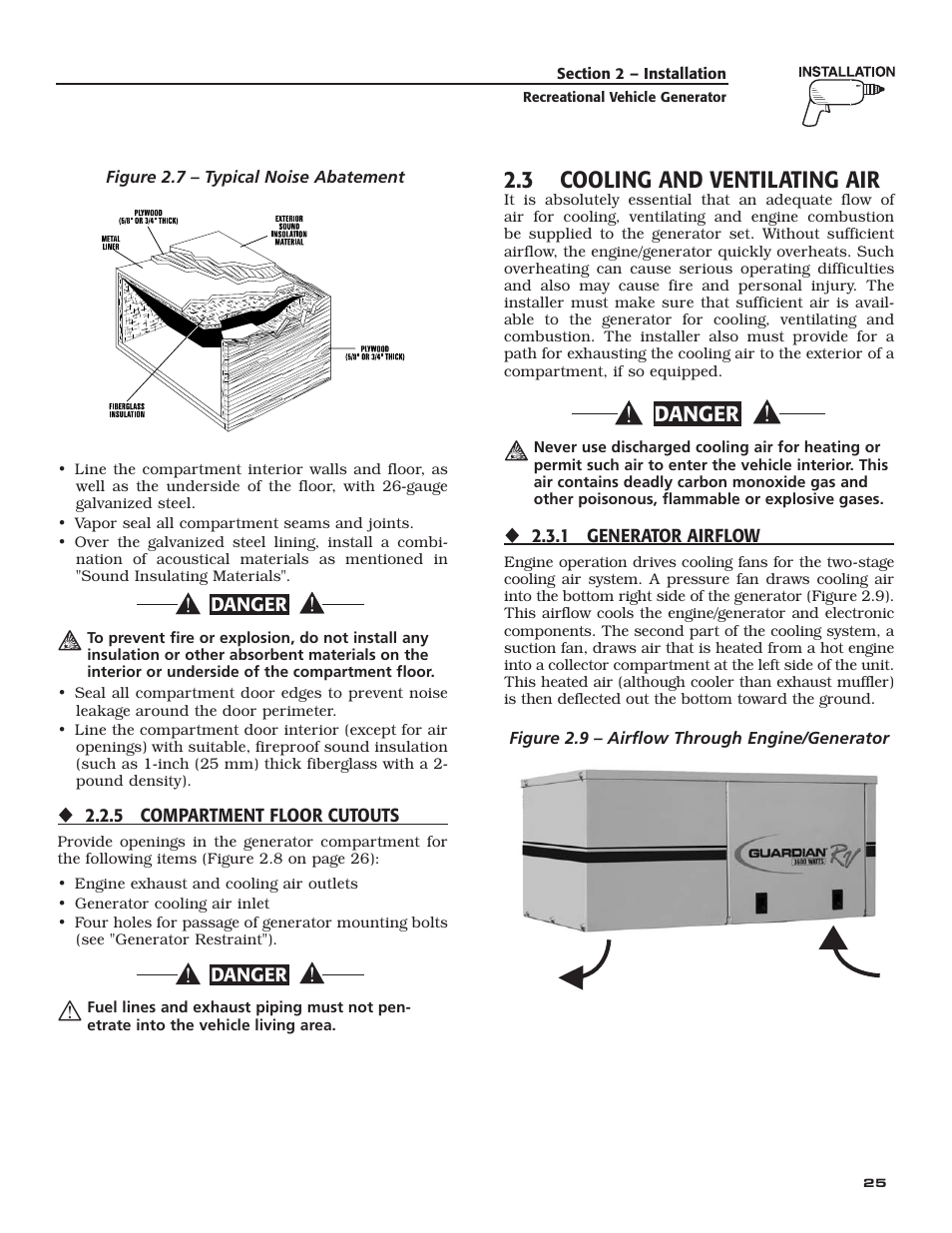 3 cooling and ventilating air, Danger | Guardian Technologies 004708-0 User Manual | Page 27 / 52
