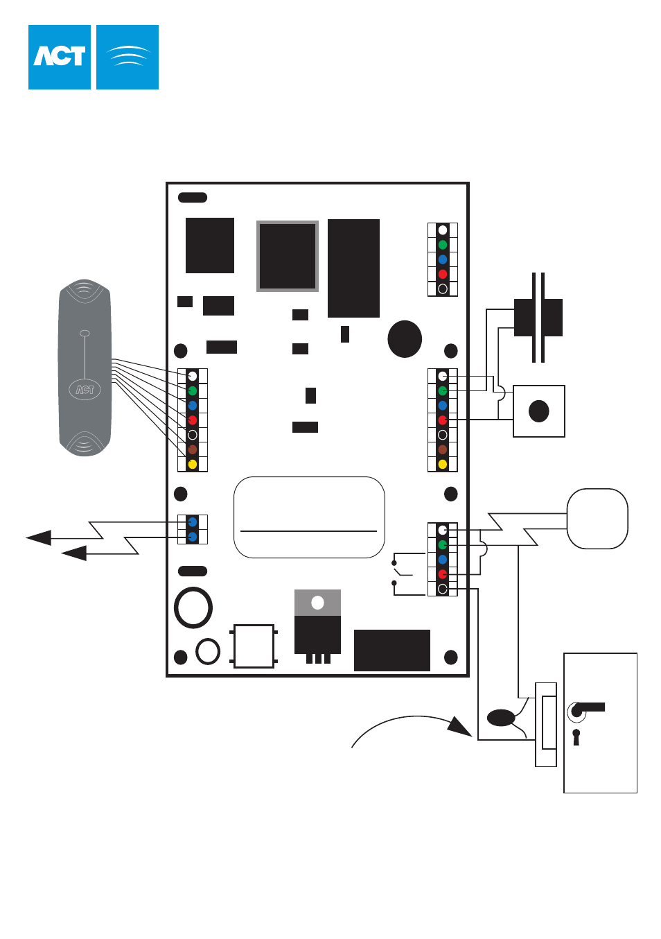 Typical act1000 configuration (standalone), Card or proximity reader | Guardian Technologies ACT1000 User Manual | Page 23 / 35