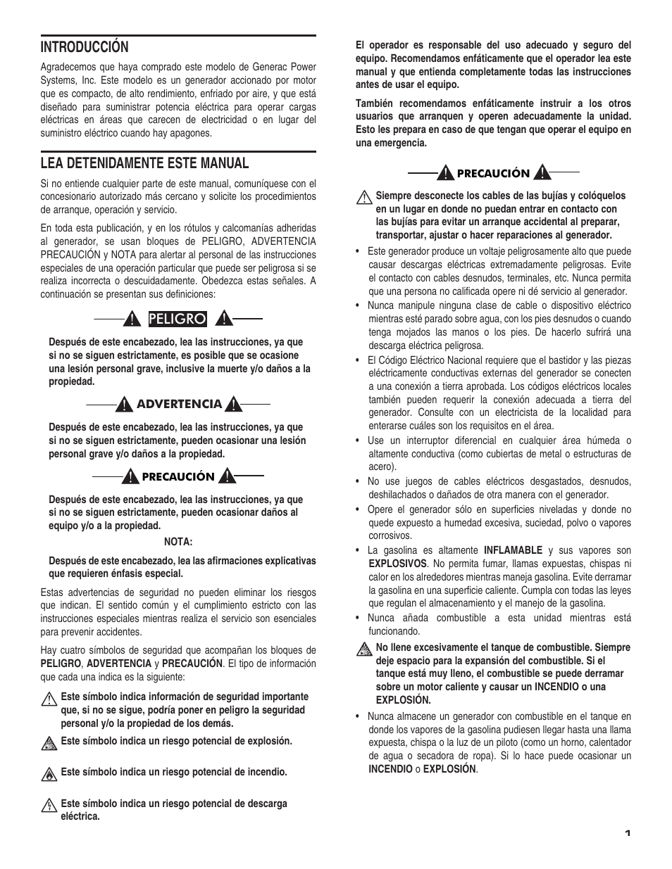Introducción, Lea detenidamente este manual, Peligro | Guardian Technologies 004582-2 User Manual | Page 39 / 64