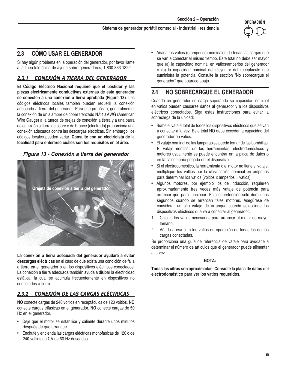 3 cómo usar el generador, 4 no sobrecargue el generador | Guardian Technologies 004582-2 User Manual | Page 47 / 64