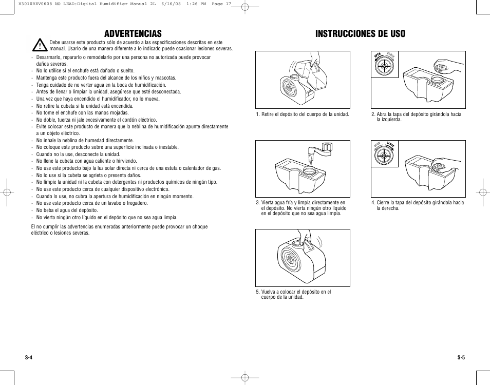 Instrucciones de uso, Advertencias | Guardian Technologies Germ Guardian H3010 User Manual | Page 15 / 19