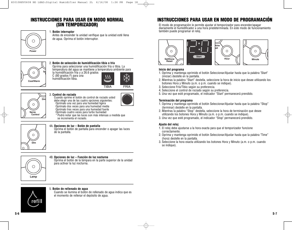 Instrucciones para usar en modo de programación | Guardian Technologies Germ Guardian H3010 User Manual | Page 16 / 19