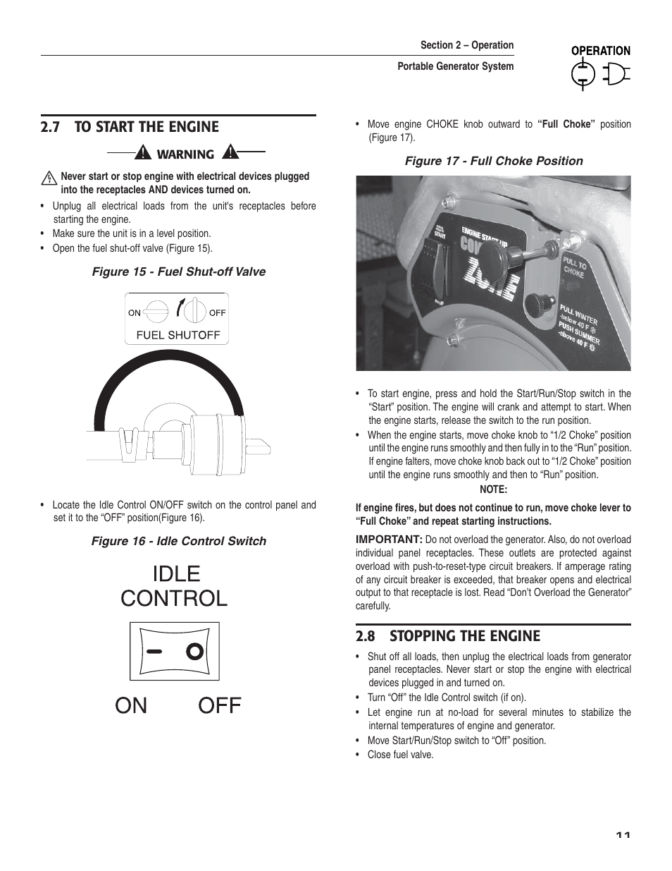 7 to start the engine, 8 stopping the engine | Guardian Technologies 004583-0 User Manual | Page 13 / 80