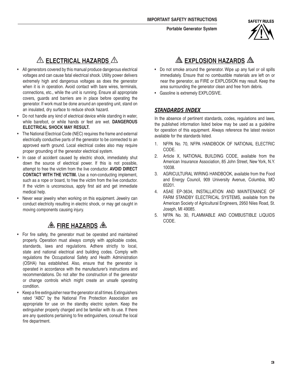 Electrical hazards, Fire hazards, Explosion hazards | Guardian Technologies 004583-0 User Manual | Page 5 / 80