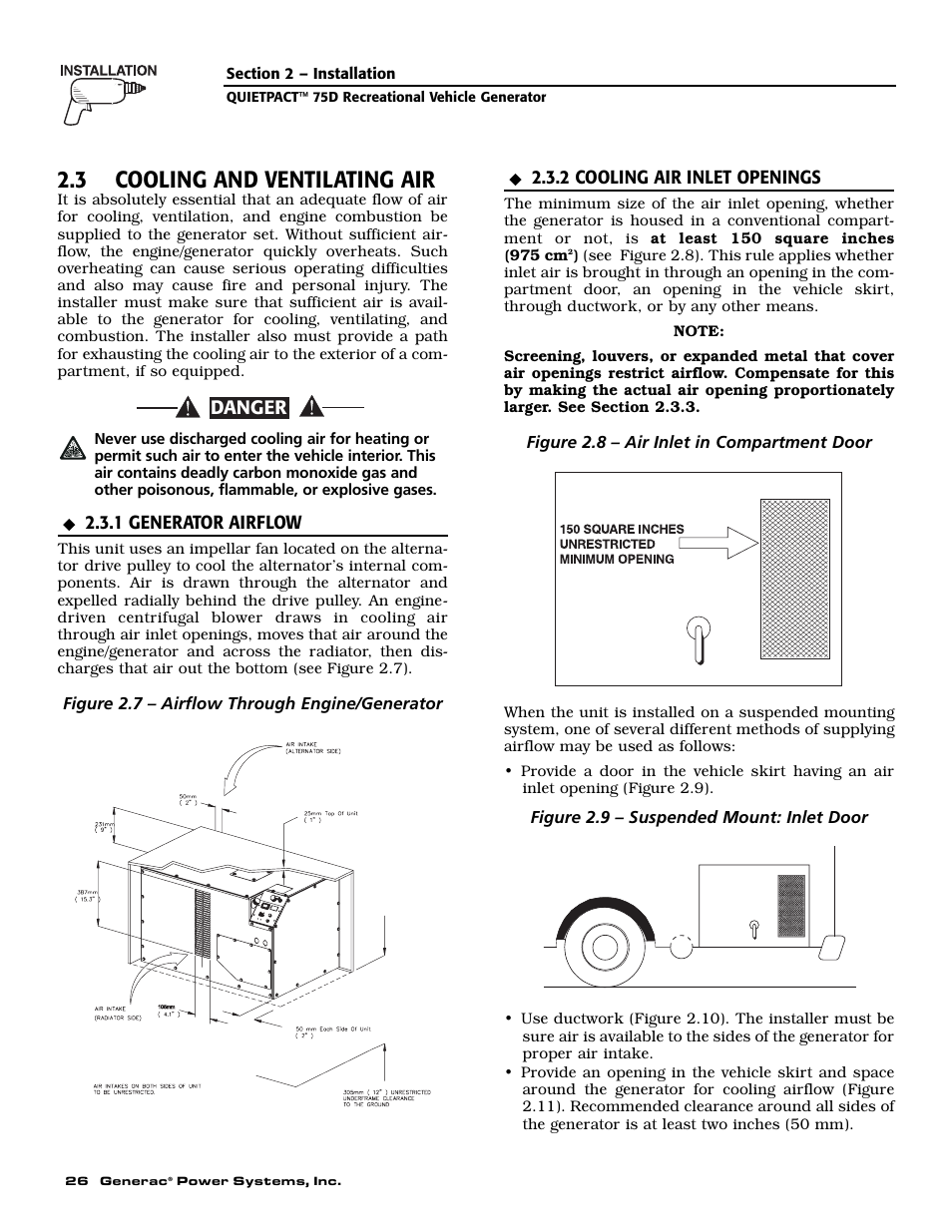 3 cooling and ventilating air, Danger | Guardian Technologies 004270-3 User Manual | Page 28 / 68