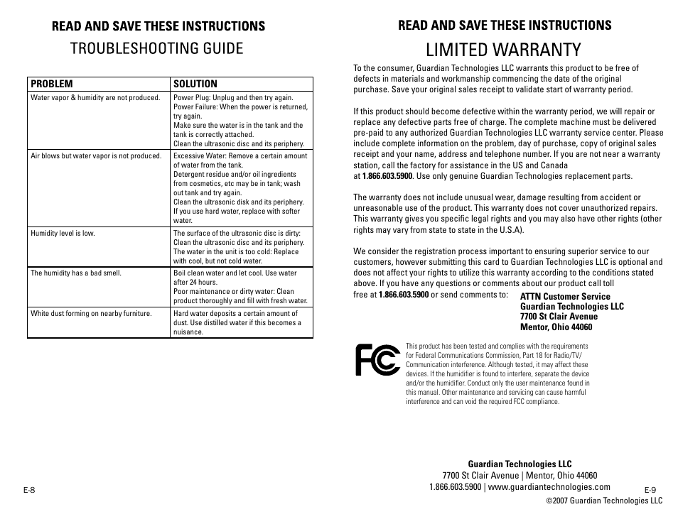 Guardian Technologies PUREGUARDIAN H1000 User Manual | Page 5 / 5