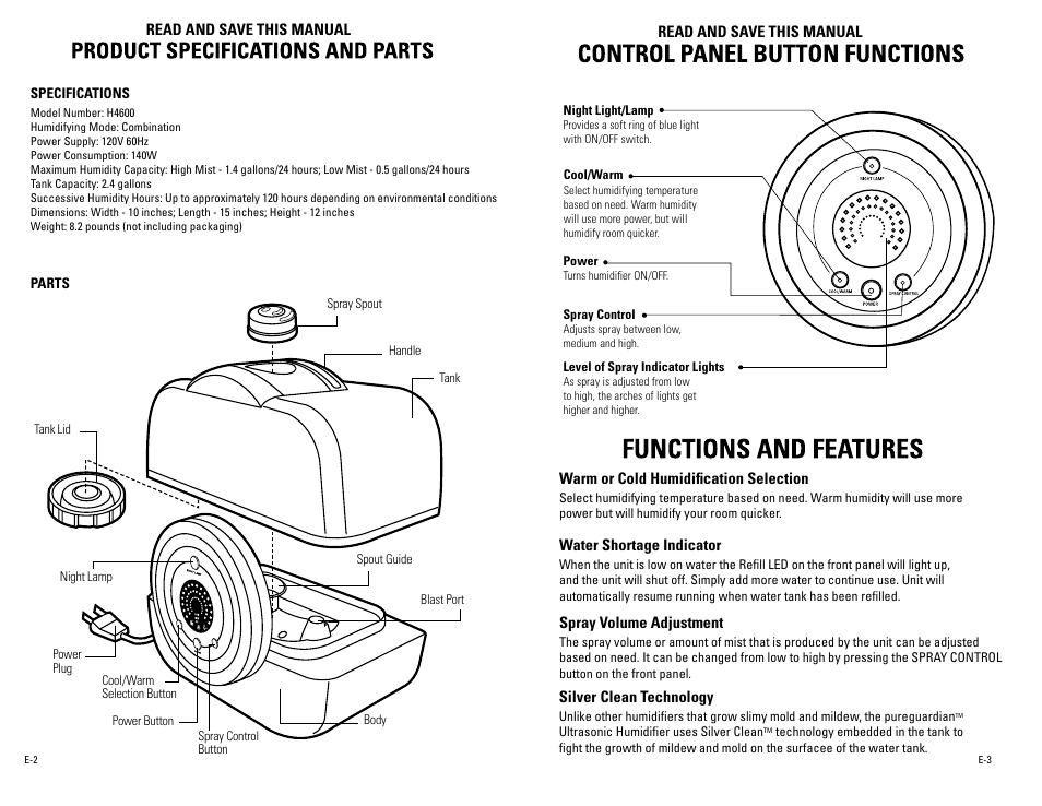 Guardian Technologies PUREGUARDIAN H4600 User Manual | Page 2 / 5