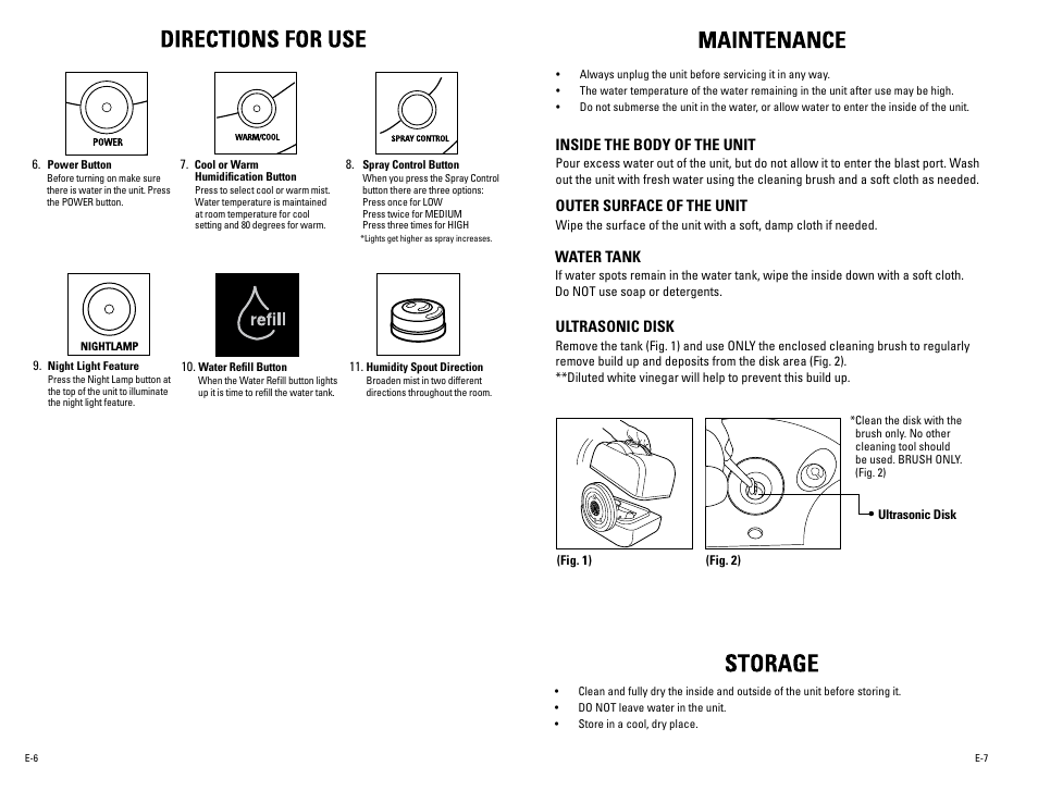Inside the body of the unit, Outer surface of the unit, Water tank | Ultrasonic disk | Guardian Technologies PUREGUARDIAN H4600 User Manual | Page 4 / 5