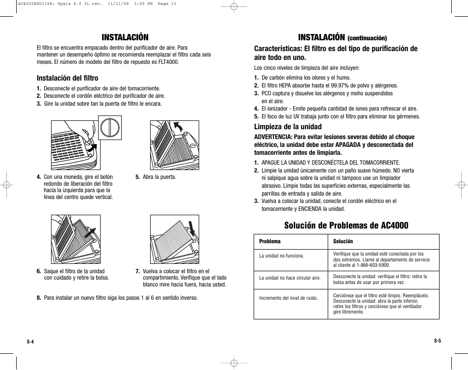 Instalación, Solución de problemas de ac4000 | Guardian Technologies AC4000 User Manual | Page 13 / 16