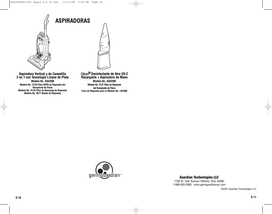 Aspiradoras | Guardian Technologies AC4000 User Manual | Page 16 / 16