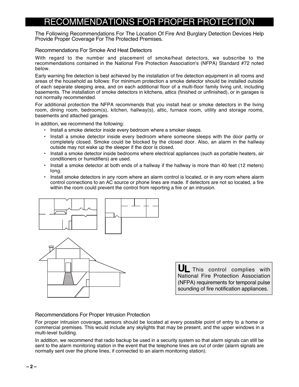 Recommendations for proper protection | Guardian Technologies Ademco VISTA-40 User Manual | Page 2 / 122