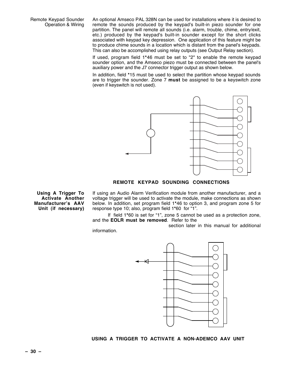 Using a trigger to activate a non-ademco aav unit | Guardian Technologies Ademco VISTA-40 User Manual | Page 30 / 122