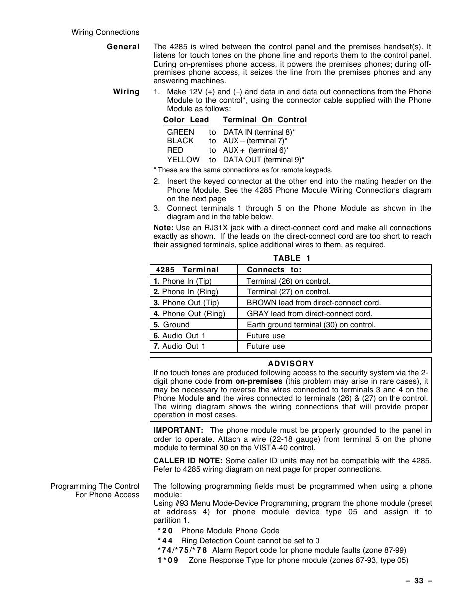 Guardian Technologies Ademco VISTA-40 User Manual | Page 33 / 122