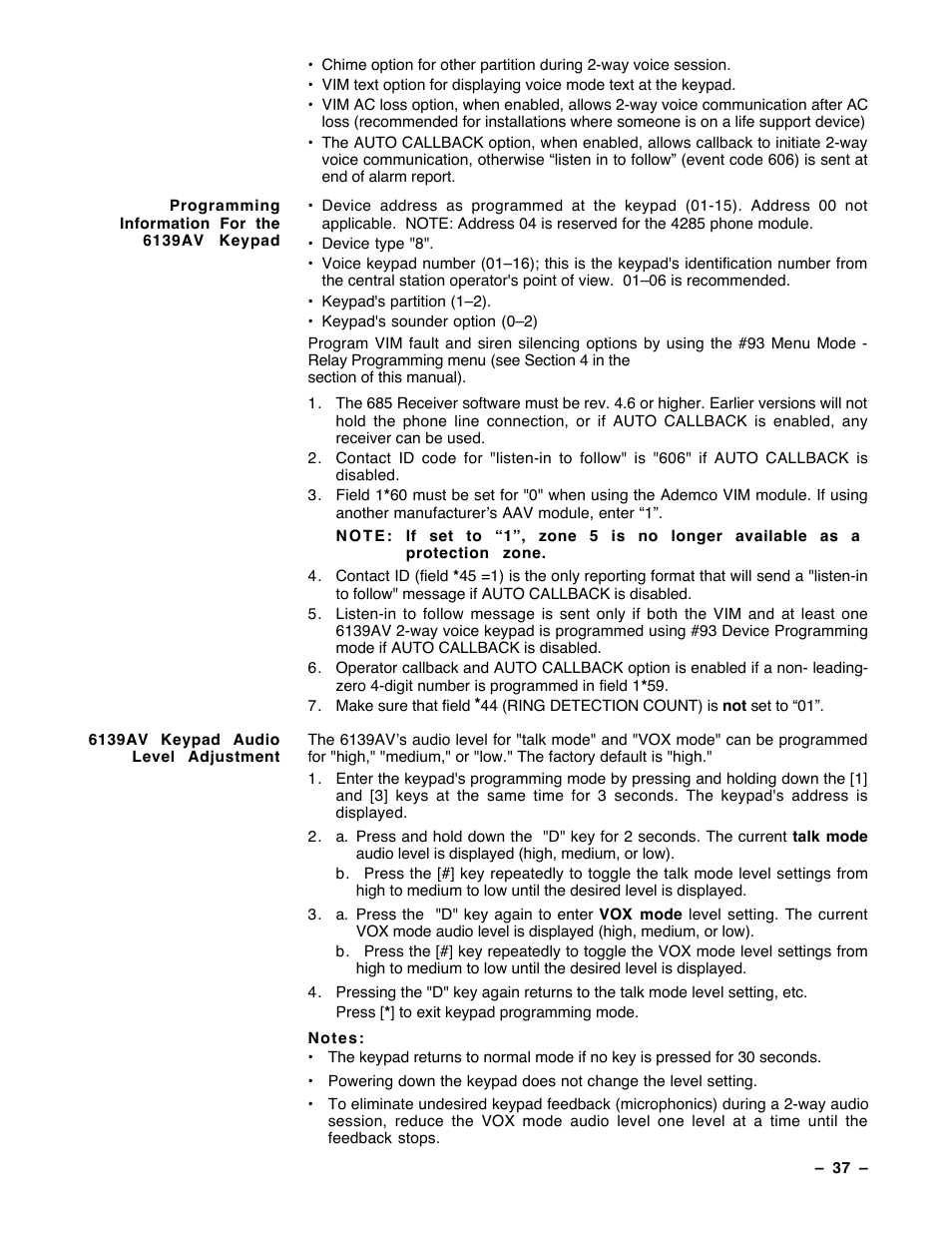 Guardian Technologies Ademco VISTA-40 User Manual | Page 37 / 122