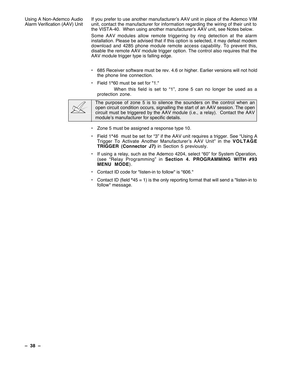 Guardian Technologies Ademco VISTA-40 User Manual | Page 38 / 122