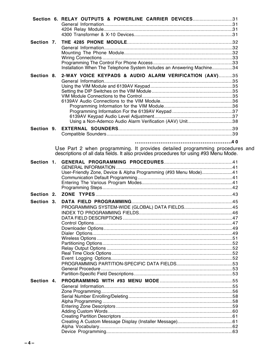 Guardian Technologies Ademco VISTA-40 User Manual | Page 4 / 122