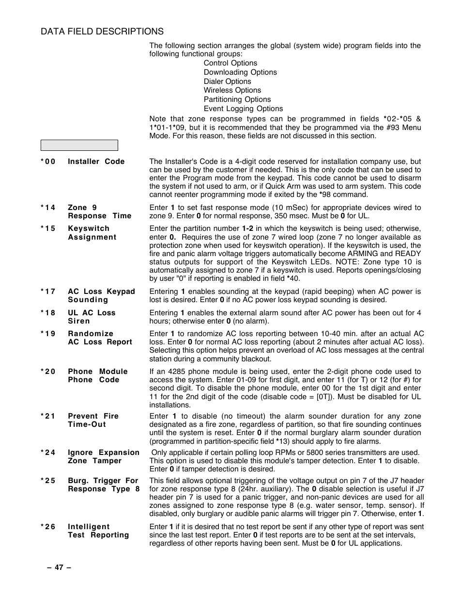 Guardian Technologies Ademco VISTA-40 User Manual | Page 47 / 122