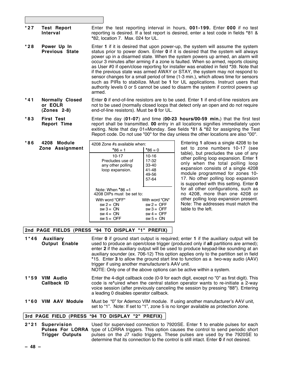 Guardian Technologies Ademco VISTA-40 User Manual | Page 48 / 122