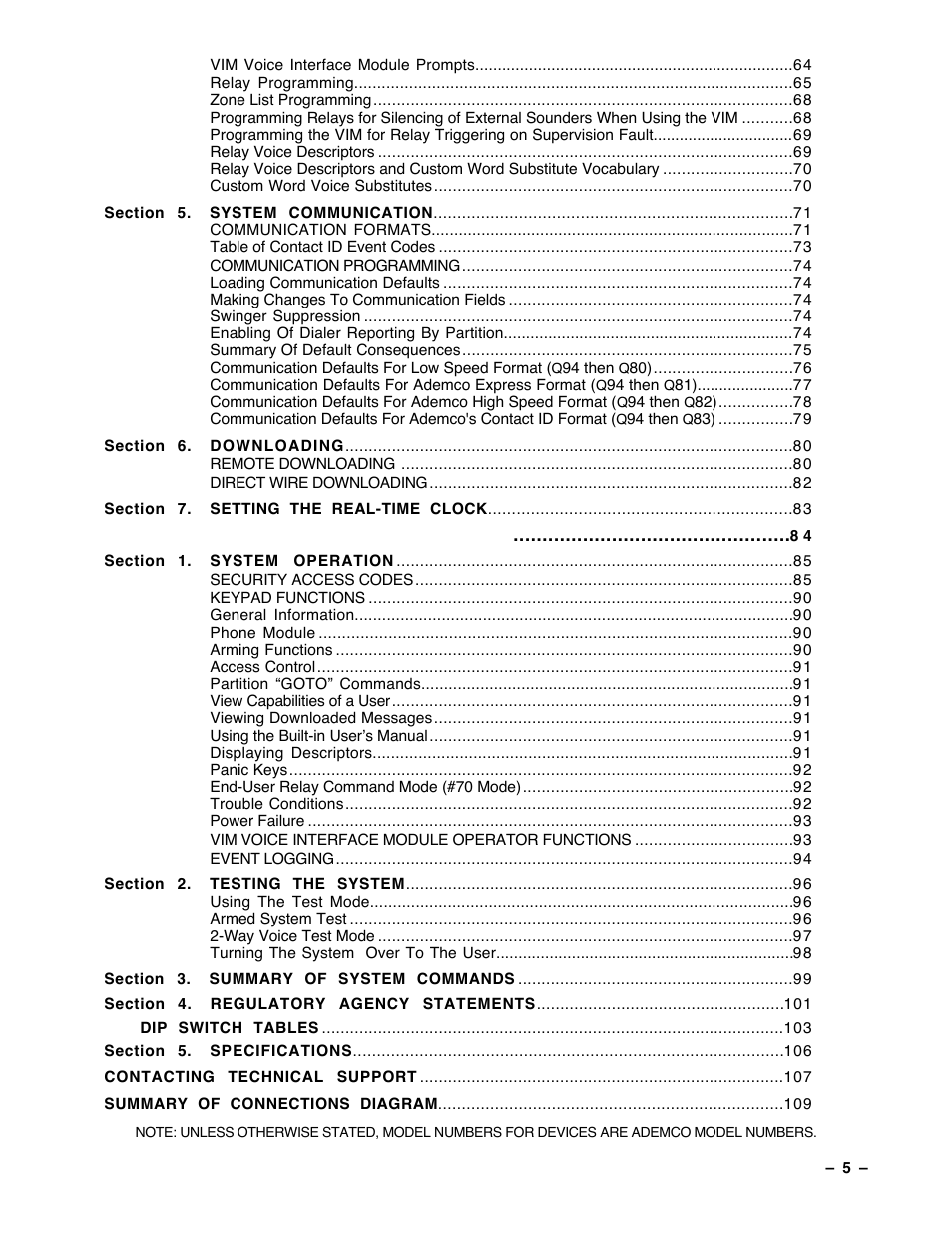 Guardian Technologies Ademco VISTA-40 User Manual | Page 5 / 122