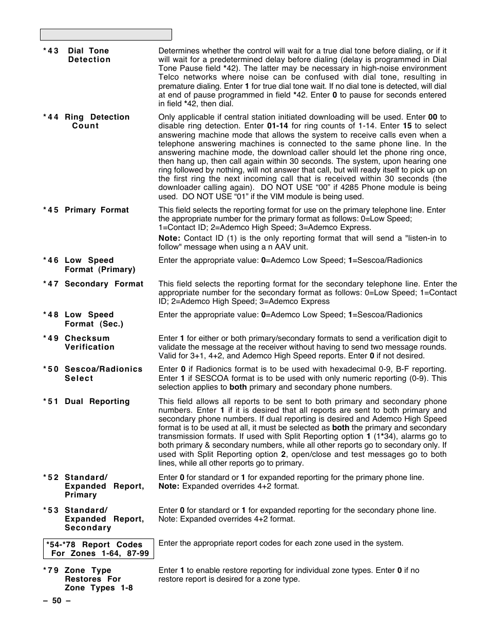 Guardian Technologies Ademco VISTA-40 User Manual | Page 50 / 122