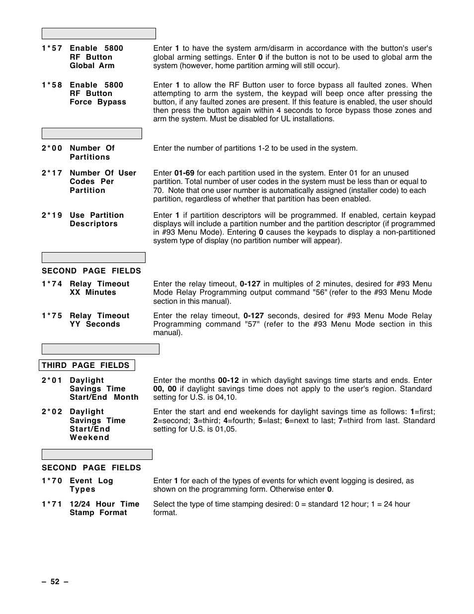 Guardian Technologies Ademco VISTA-40 User Manual | Page 52 / 122