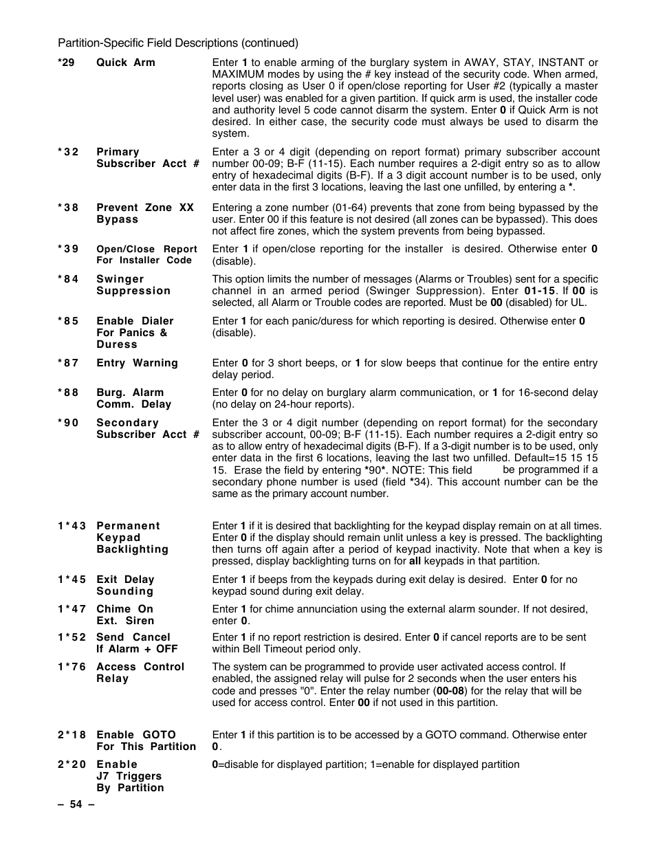 Guardian Technologies Ademco VISTA-40 User Manual | Page 54 / 122