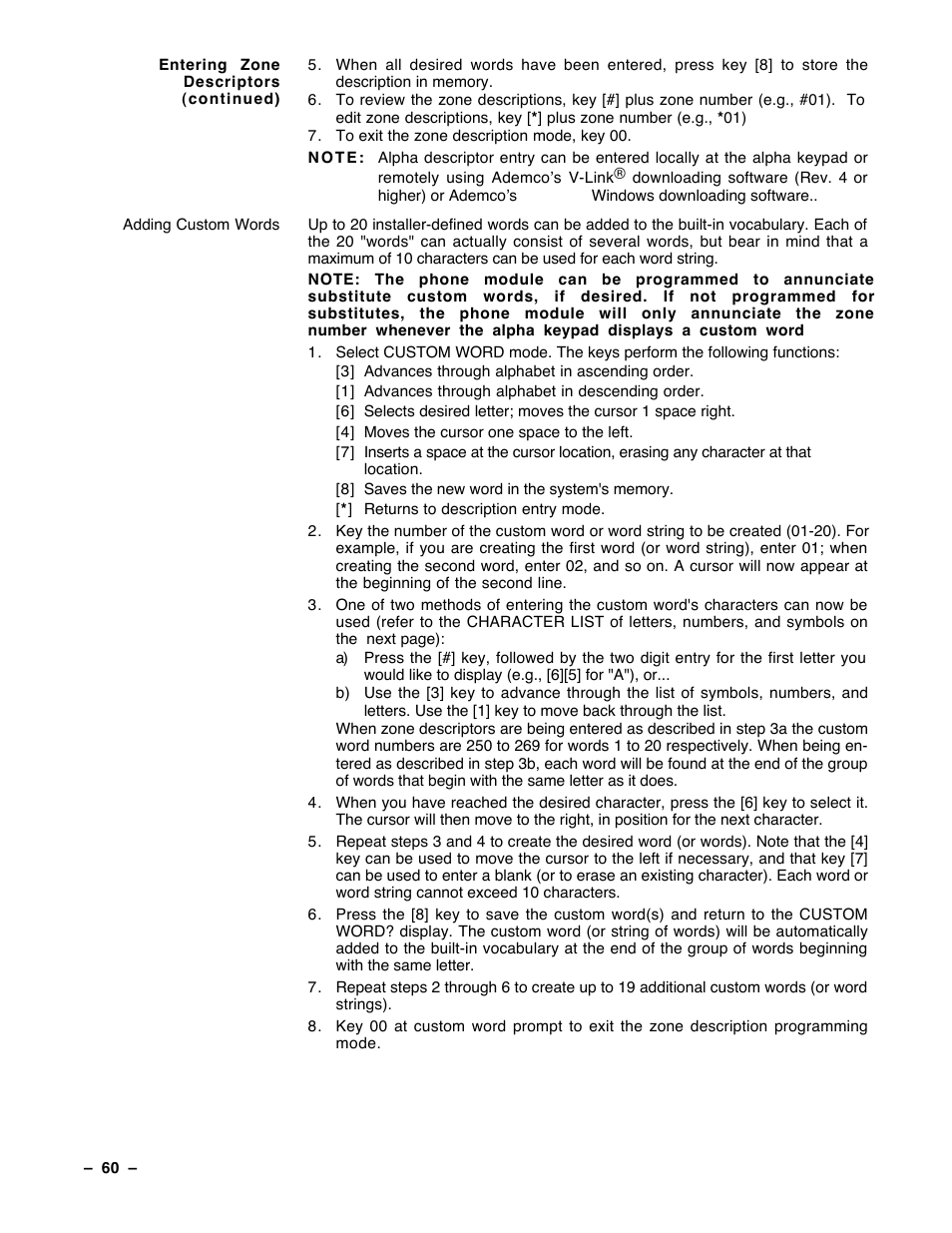 Guardian Technologies Ademco VISTA-40 User Manual | Page 60 / 122