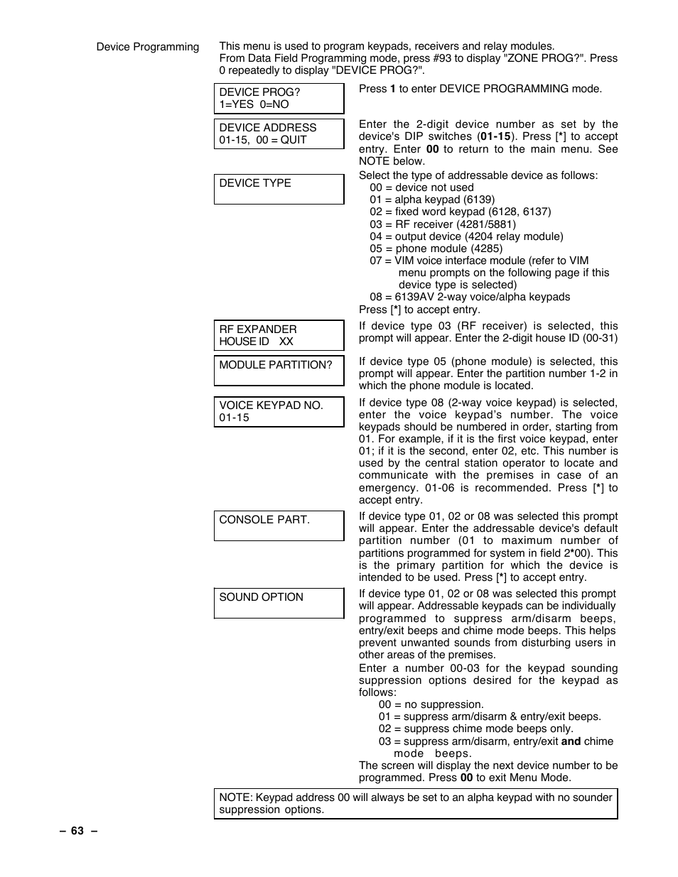 Guardian Technologies Ademco VISTA-40 User Manual | Page 63 / 122