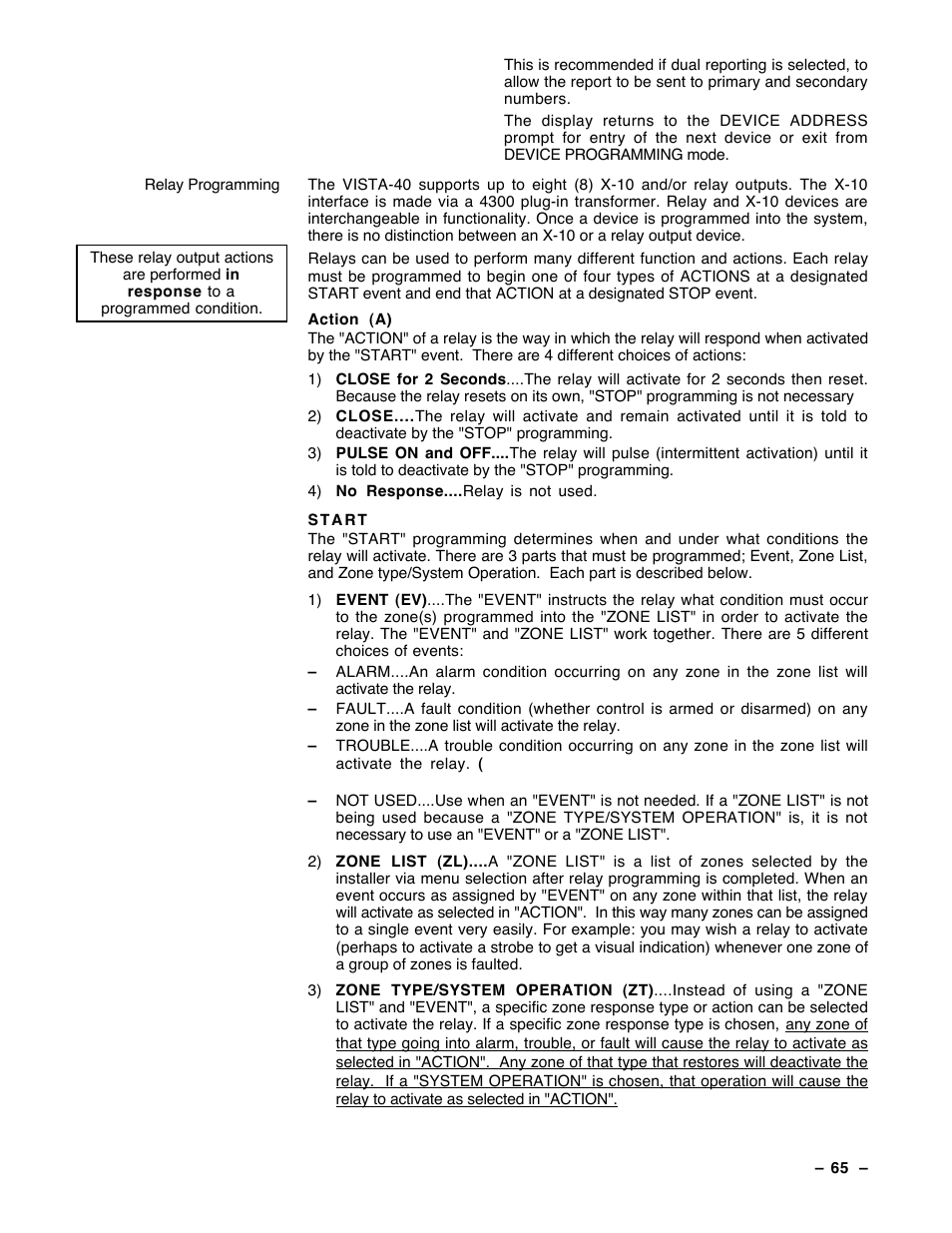 Guardian Technologies Ademco VISTA-40 User Manual | Page 65 / 122