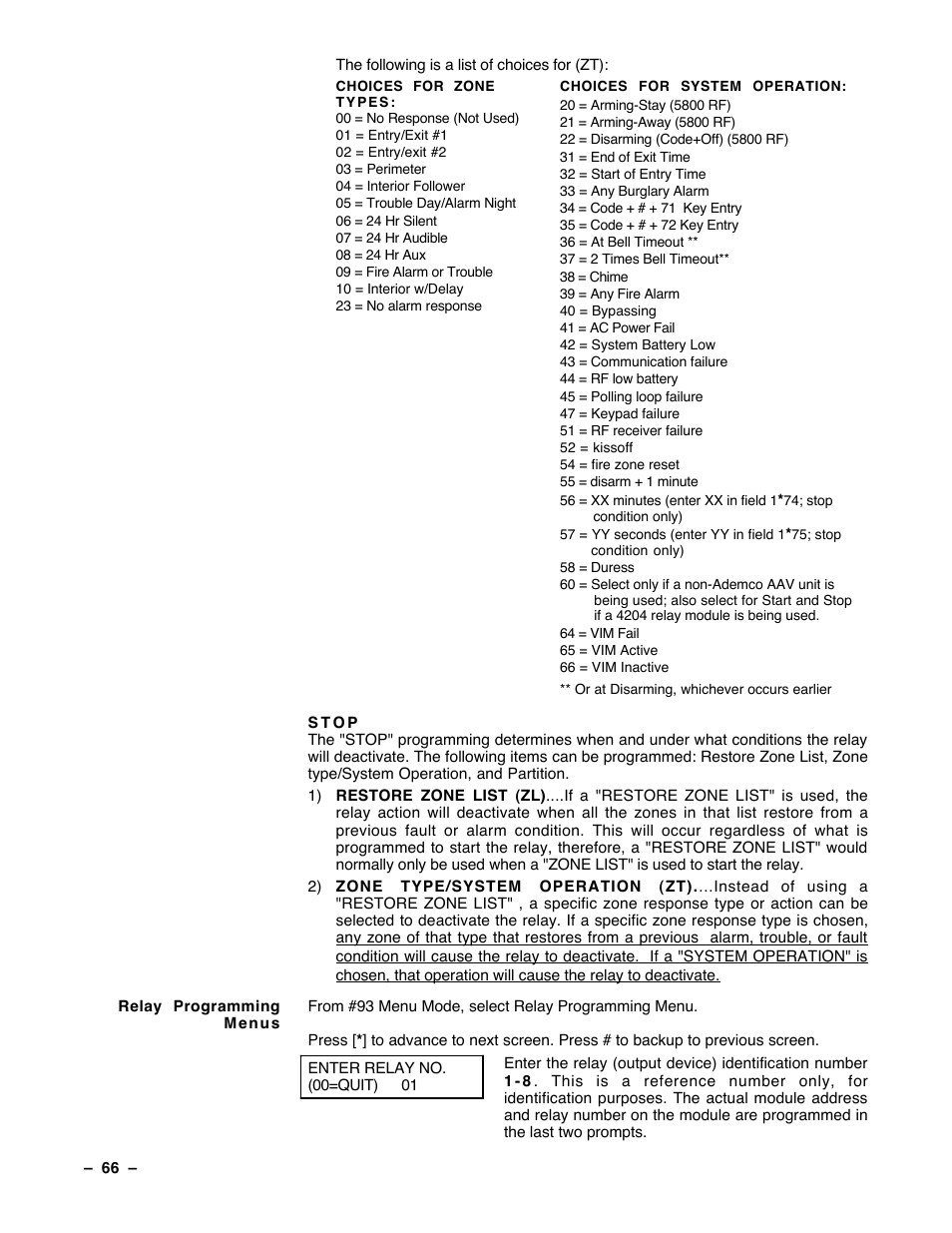 Guardian Technologies Ademco VISTA-40 User Manual | Page 66 / 122