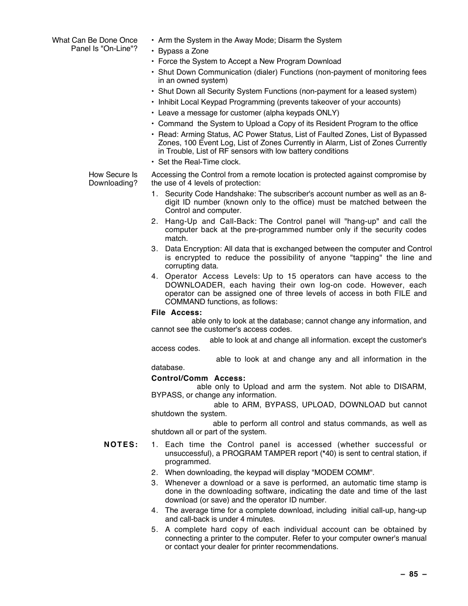 Guardian Technologies Ademco VISTA-40 User Manual | Page 85 / 122