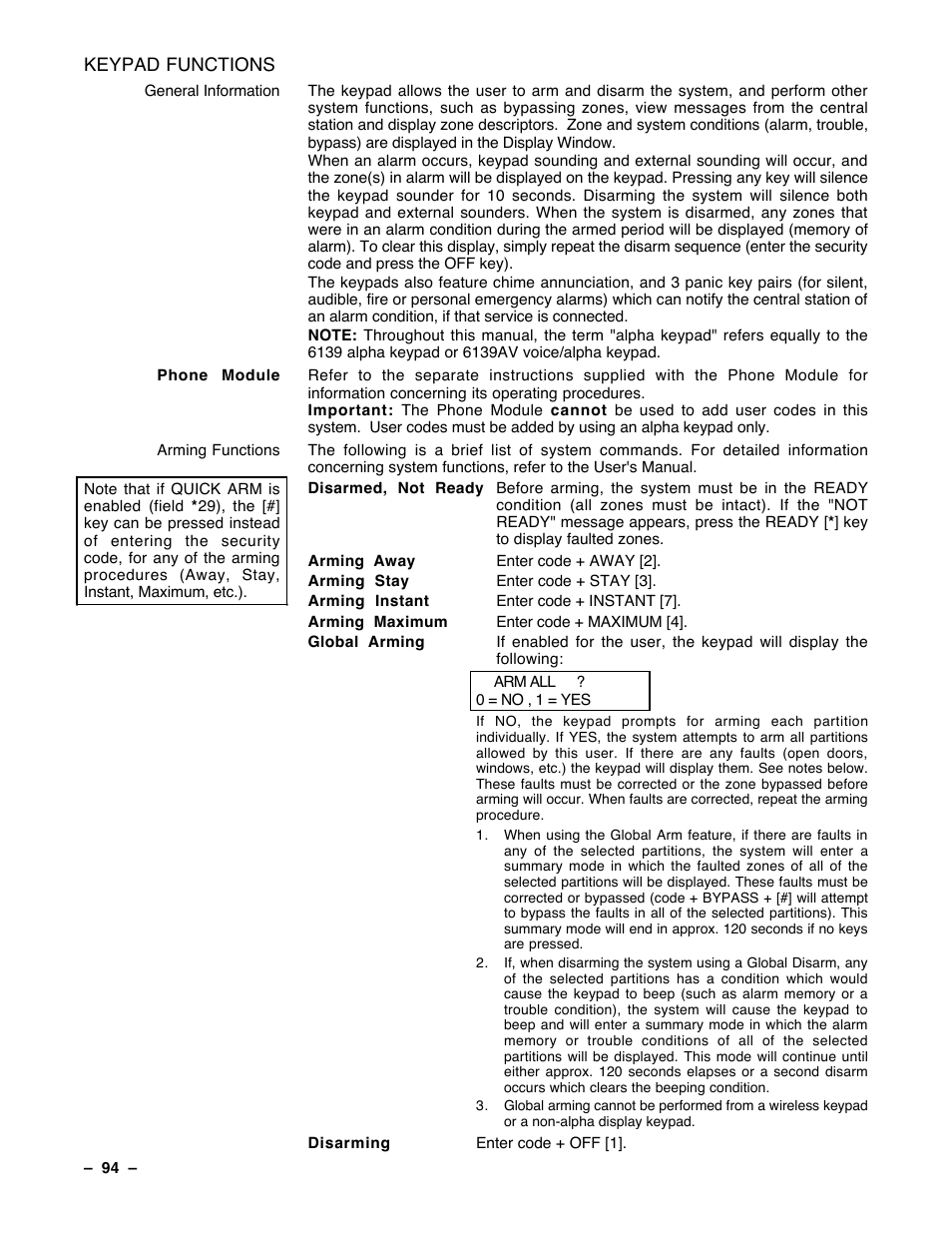 Guardian Technologies Ademco VISTA-40 User Manual | Page 94 / 122