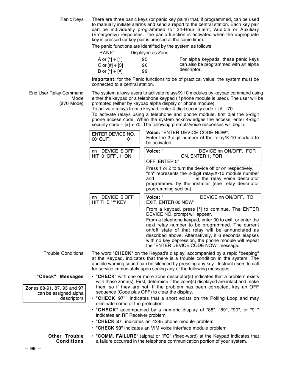 Guardian Technologies Ademco VISTA-40 User Manual | Page 96 / 122