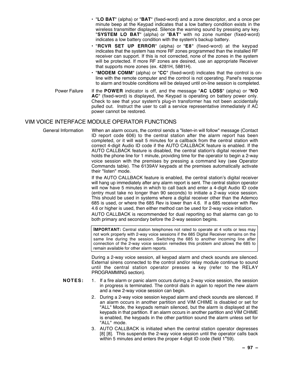 Guardian Technologies Ademco VISTA-40 User Manual | Page 97 / 122