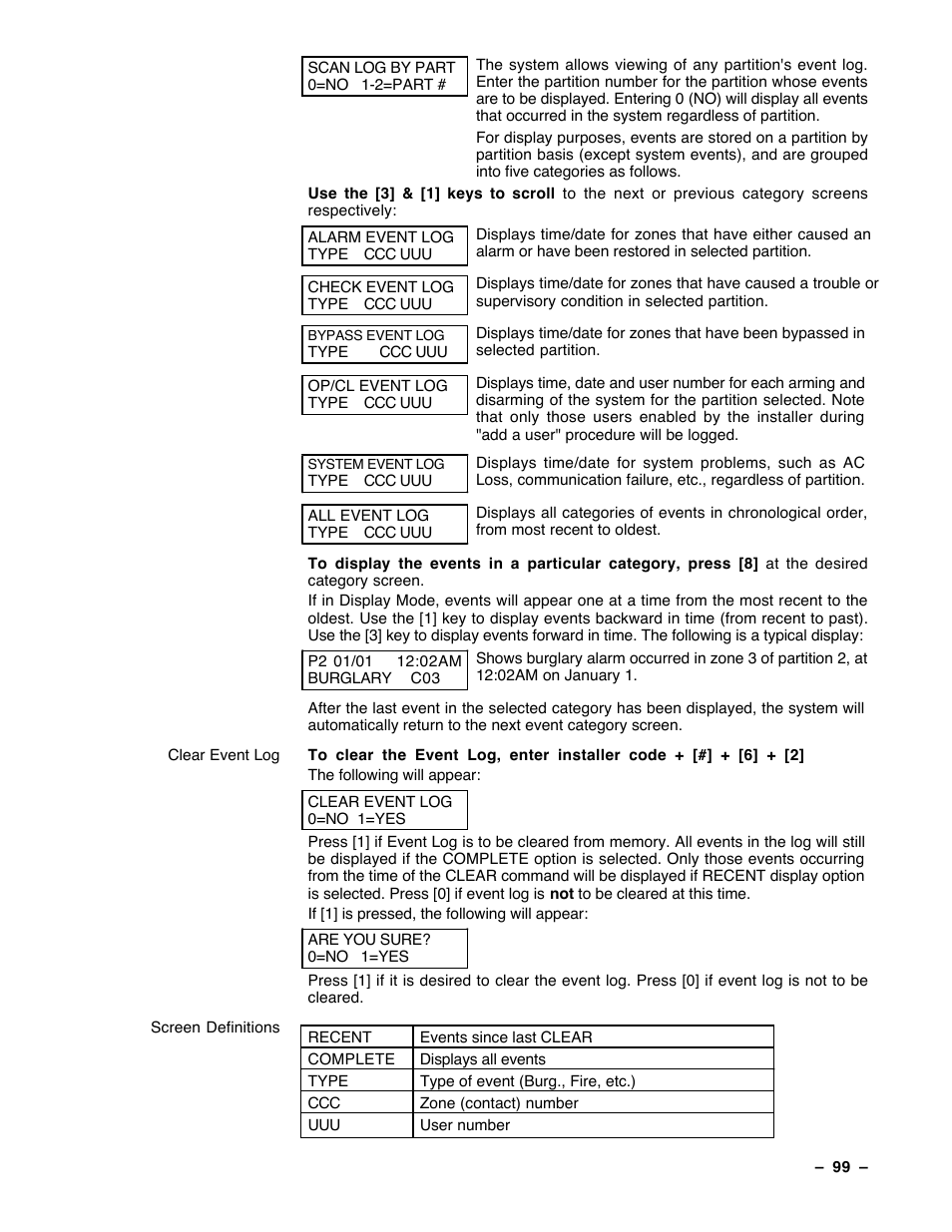 Guardian Technologies Ademco VISTA-40 User Manual | Page 99 / 122