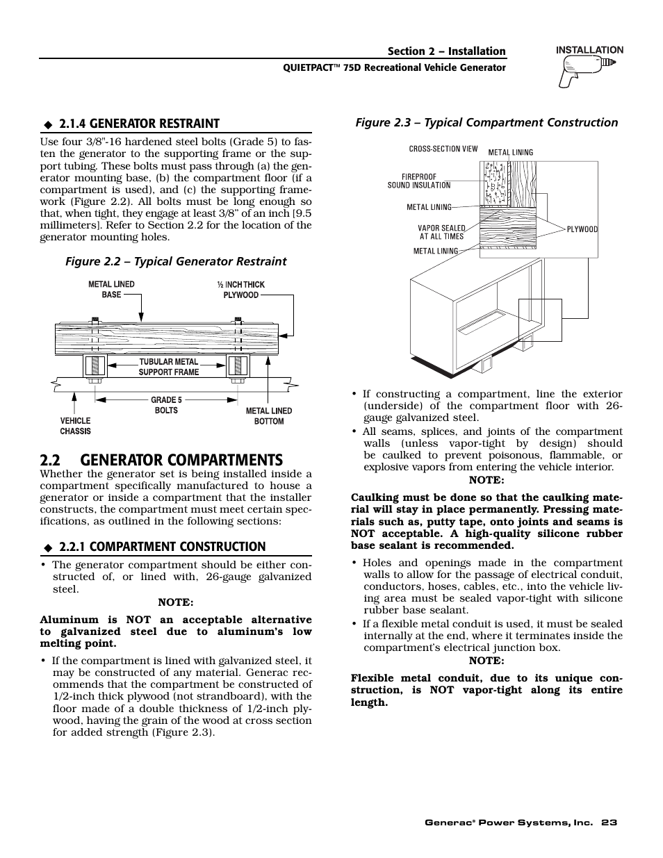 2 generator compartments | Guardian Technologies 004270-2 User Manual | Page 25 / 68