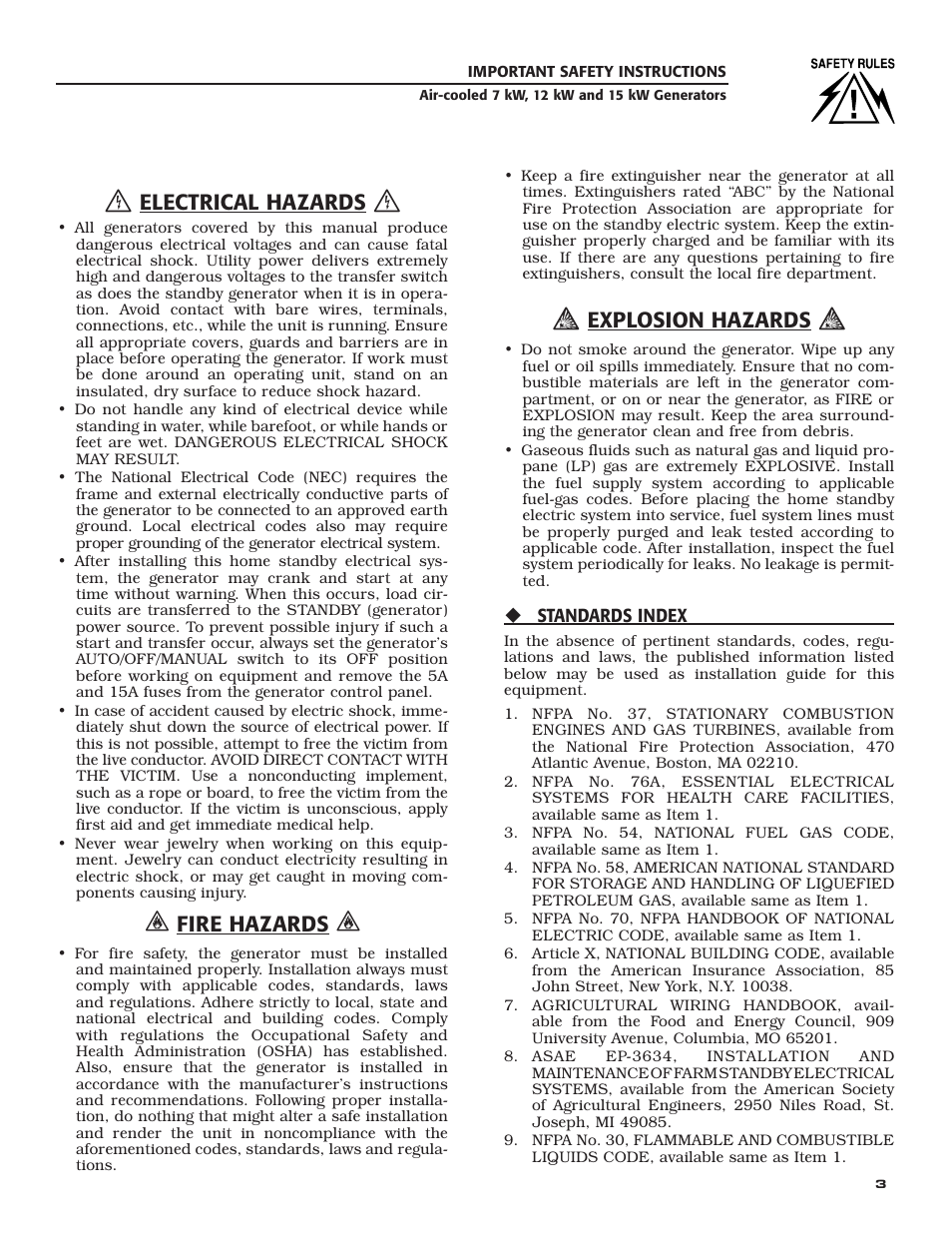 Electrical hazards, Fire hazards, Explosion hazards | Guardian Technologies 04758-2 User Manual | Page 5 / 56