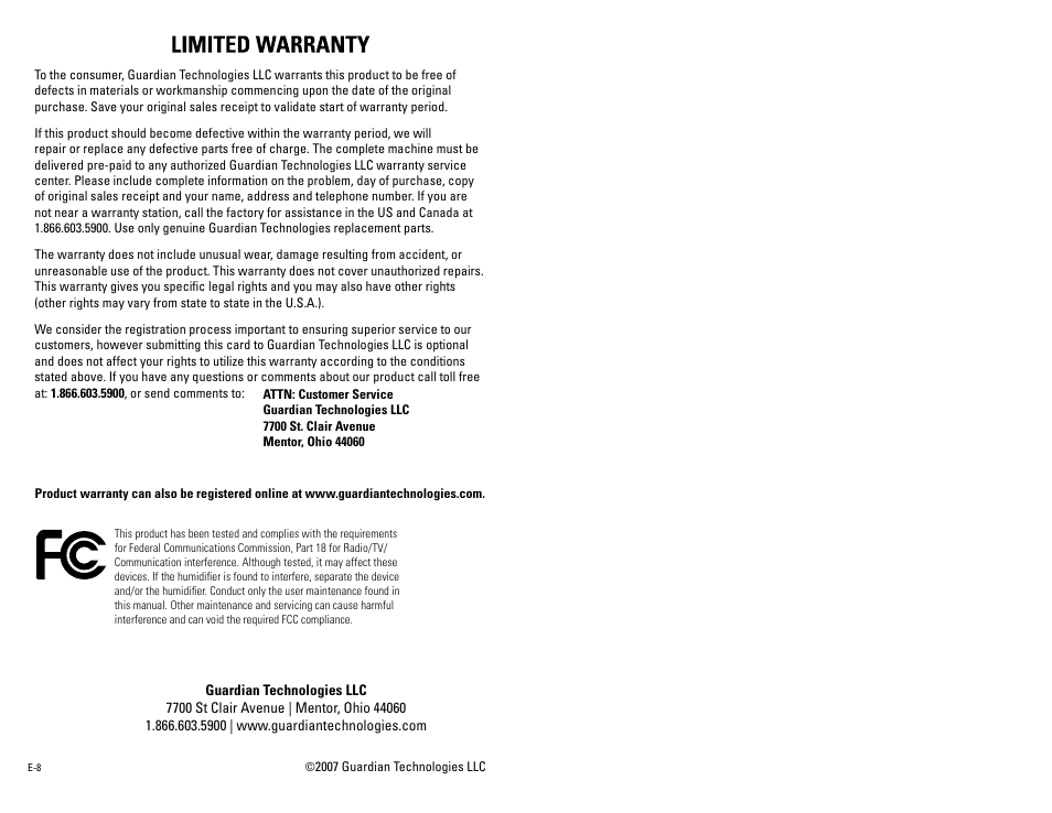 Guardian Technologies 72-HOUR ULTRASONIC H2000 User Manual | Page 5 / 5