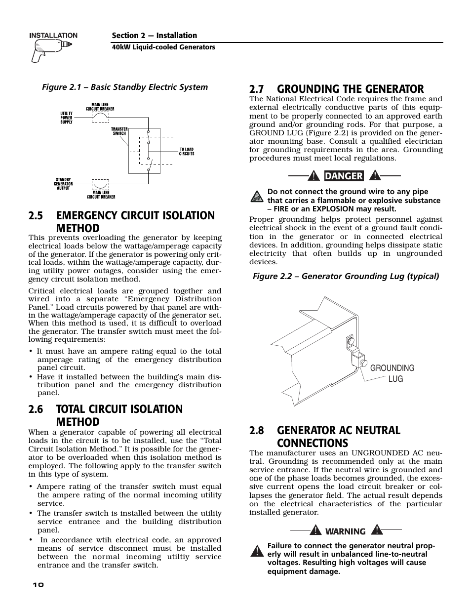 5 emergency circuit isolation method, 6 total circuit isolation method, 7 grounding the generator | 8 generator ac neutral connections | Guardian Technologies 004992-2 User Manual | Page 12 / 48