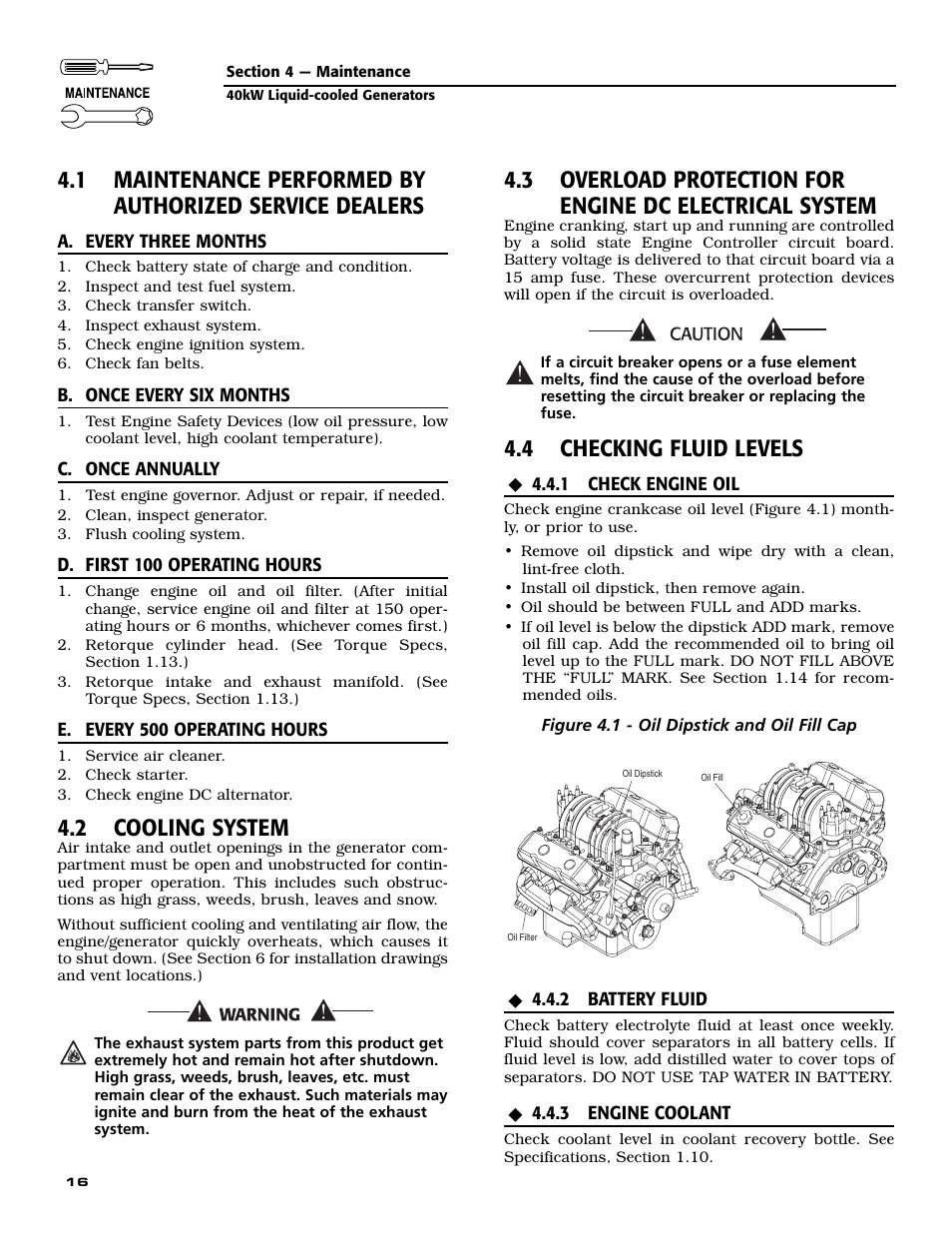 2 cooling system, 4 checking fluid levels | Guardian Technologies 004992-2 User Manual | Page 18 / 48