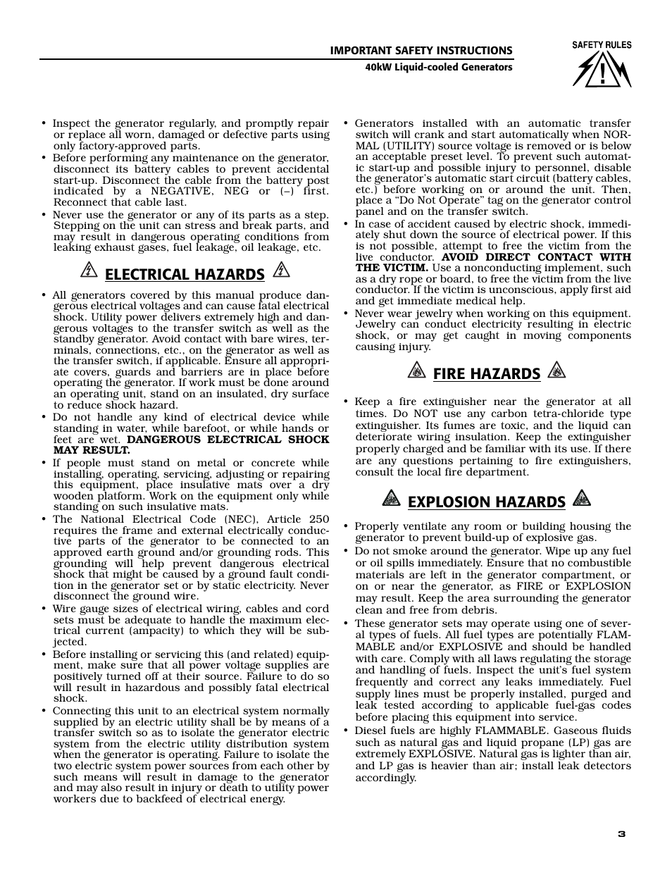 Electrical hazards, Fire hazards, Explosion hazards | Guardian Technologies 004992-2 User Manual | Page 5 / 48