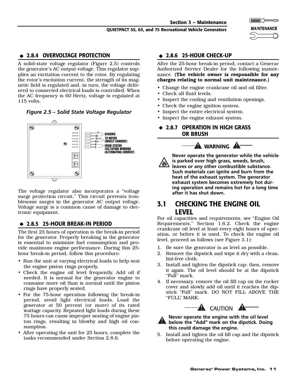 1 checking the engine oil level | Guardian Technologies 004702-0 User Manual | Page 13 / 56