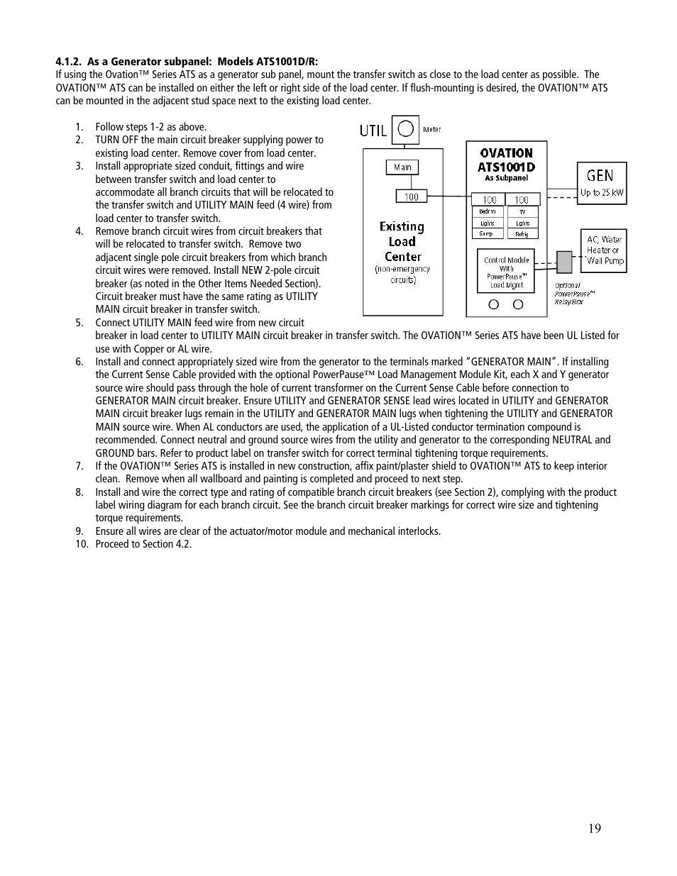 GenTran OVATION ATS2001D User Manual | Page 19 / 36