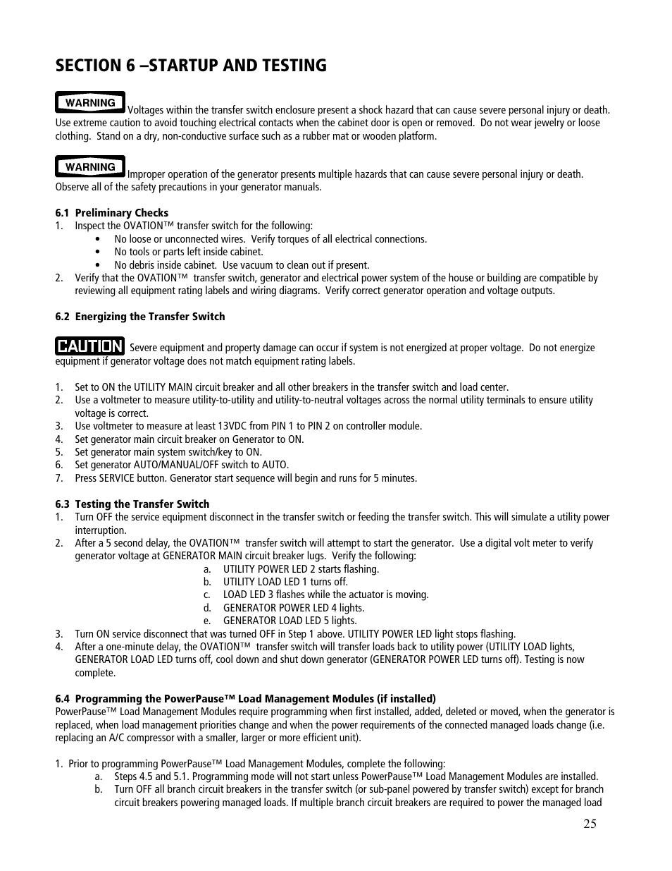 GenTran OVATION ATS2001D User Manual | Page 25 / 36